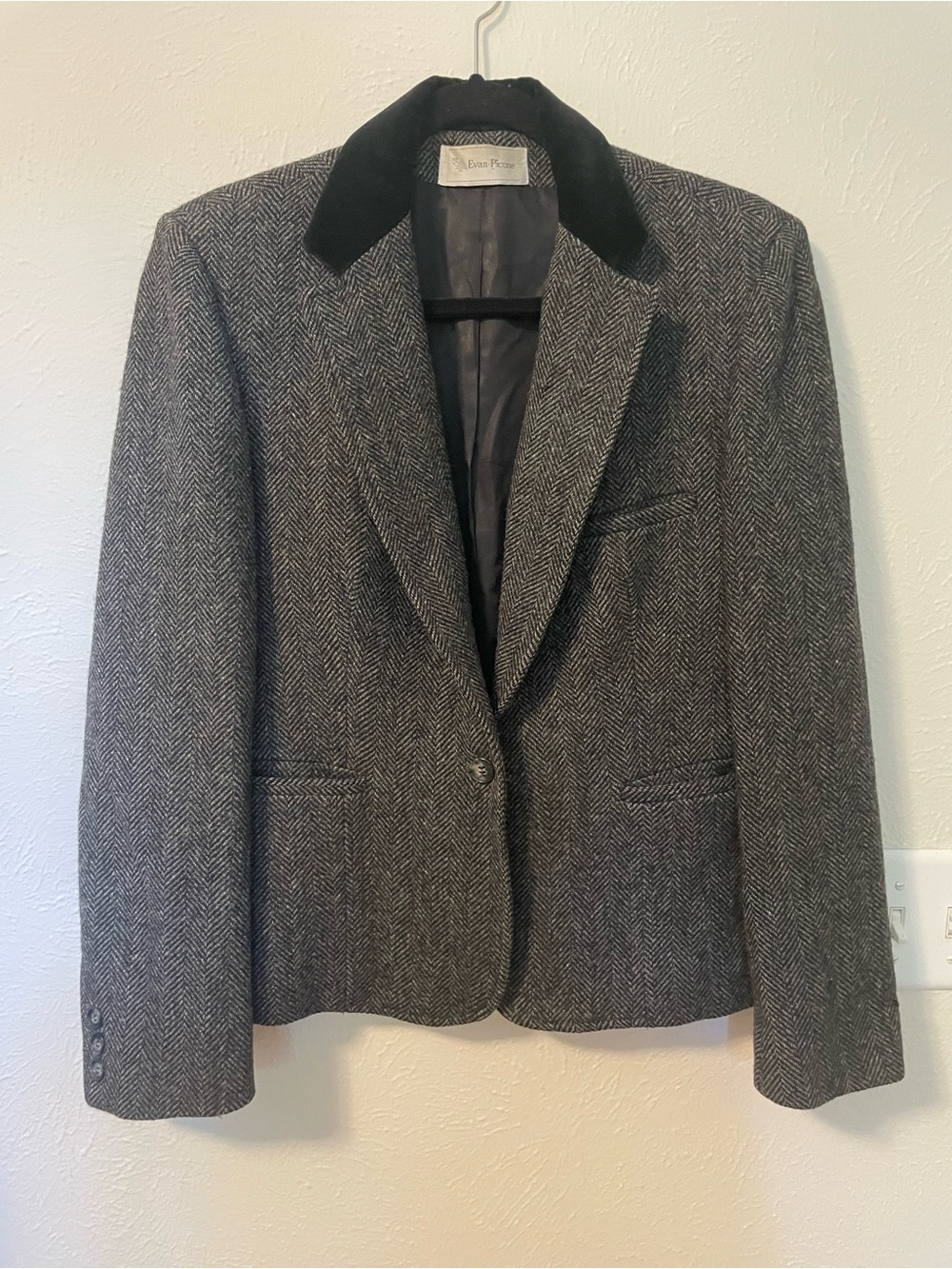 Evan Picone Vintage Wool Herringbone Blazer Size S